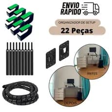 Kit organizador de fios e cabos para setup gamer 22 peças