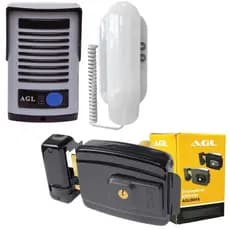 Kit Interfone Porteiro + Fechadura Eletrônica Aglinha Residencial e Comercial