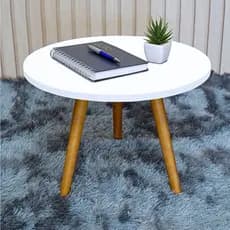 Mesa De Canto Centro Pé Palito Retrô Madeira Maciça Para Sofá Sala Quarto Cama Cabeceira Branca