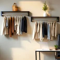 Kit Organizador de Roupas 2 Cabideiro Parede Arara Suspensa Preto Prateleira Lavanderia Quarto 60 cm