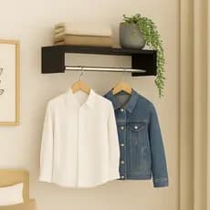 Cabideiro de Roupas Organizador Parede Arara Em MDF Preto Branco Multiuso  Lavanderia Quarto
