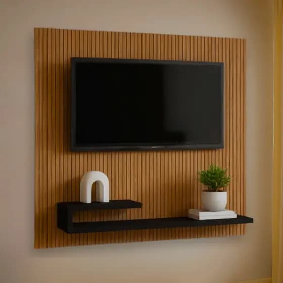 Estante para TV até 32 Polegadas Com Prateleira Preta Apoio Porta Organizador Multiuso Home Quarto