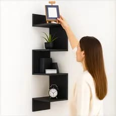 Prateleira de Canto Nicho Reto Branca Preta Gamer Lateral 80 Cm Porta Livros Objetos Quarto Sala