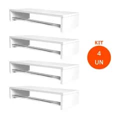 Kit Organizador de Roupas 4 Cabideiros Parede Arara Suspensa Branco Lavanderia Quarto 60 cm