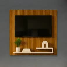 Painel para TV Rack Ripado Off-White Prateleira Nicho Porta Objeto Moderno Decorativo P/ Sala Quarto