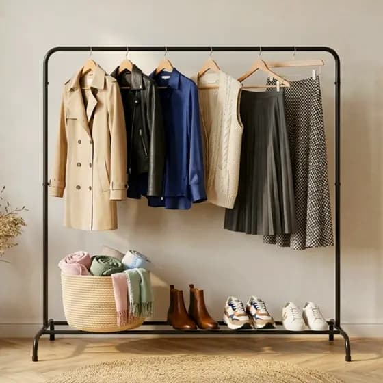 Arara De Roupa Cabideiro Para Mostruário Loja Closet Multiuso De Chão Com Sapateira Guarda Roupas