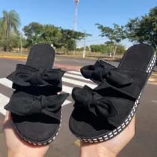 Sandália Feminina Anabela Dois Laços Conforto Tratorada Antiderrapante