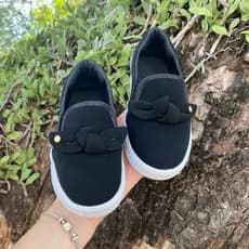 Tênis Infantil Menina Iate Detalhe Em Laço Slip On Confortável Macio Calce Facil