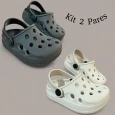 Kit 2 Pares Sandália Infantil Menino Injetado Moderno Confortável Antiderrapante Macio Leve Chinelo Babuche