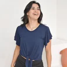 BLUSA FEMININA DE AMARRAR MANGA FLARE BLUSA DE  NÓ