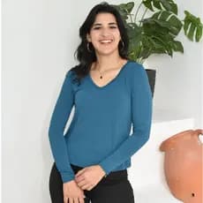 Blusa Feminina Segunda Pele Gola V Manga Longa