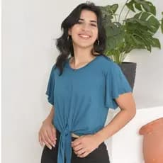 BLUSA FEMININA DE AMARRAR  NA FRENTE MANGA FLARE
