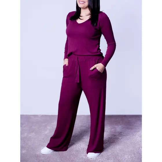 CONJUNTO MANGA LONGA COM PANTALONA EM VISCOLYCRA