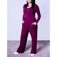 CONJUNTO MANGA LONGA COM PANTALONA EM VISCOLYCRA
