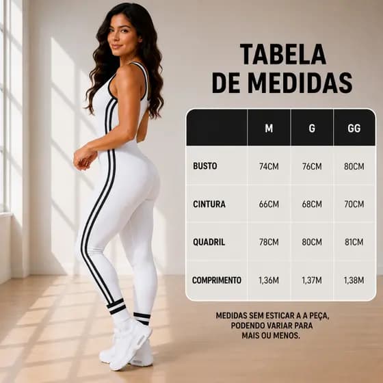 Macacão Fitness Anarruga Longo Com Listra