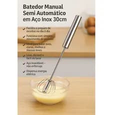 Misturador Manual Batedor Semi-Automático Aço Inoxidável Mixer de Ovos Creme