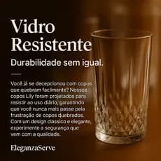 Copos de Vidro 280ml Elegantes para Bebidas 6 Unidades