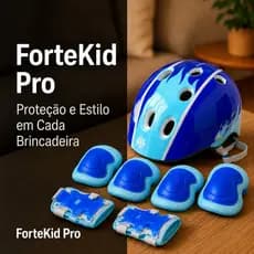 Kit Proteção Infantil Completo Azul 7 Peças Capacete Segurança