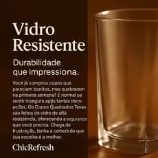 Copos de Vidro Quadrados 290ml para Bebidas Elegantes 6 Unidades
