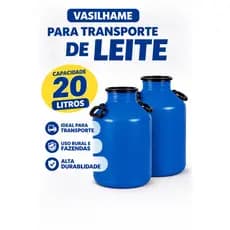 Kit 02 Vasilhame para transporte de leite 20 litros   Cor: Azul Bombona leiteira Injesul