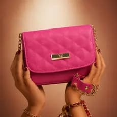 Bolsa Pequena Feminina Design Delicado Moderno Alça Transversal Dourada Sintético Alta Qualidade
