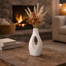 Vaso Modelo Vazado Oval Elegante Decoração Minimalista Rústica Para Sala