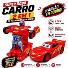 Carrinho Relâmpago McQueen Vira Robô Transformers com Luz e Som Brinquedo para Crianças Infantil