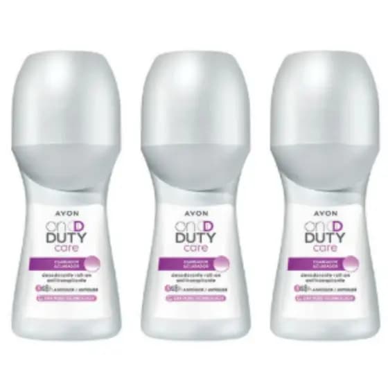 Kit 03 Desodorantes Roll-On Antitranspirante Clareador On Duty Care Avon 48ml