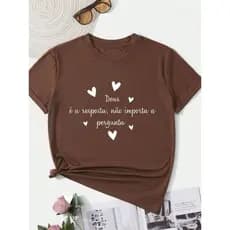 Blusa Feminina Algodão Cristã Evangélica TShirt Camiseta Onde há Fé Marsala