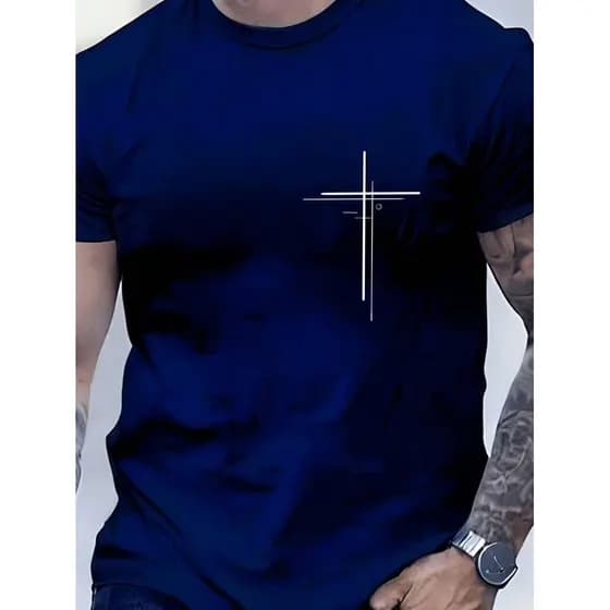 Camiseta Masculina Cruz Dupla Gospel Cristão 100% Algodão Promoção Malha Premium Fio 30.1