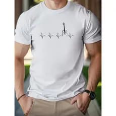 Camiseta Masculina Guitarra Música Algodão Premium T-Shirt Rock Casual Manga Curta Confortável Estilosa
