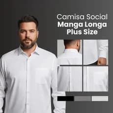 Camisa Social Masculina Plus Size Manga Longa Extra Grande G1 G2 G3