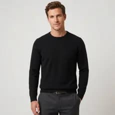Casaco Sueter Masculino Manga Longa Lã Blusa Tricot Gola Redonda