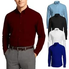 Camisa Social Masculina Não Amassa Manga Longa Forma Tradicional