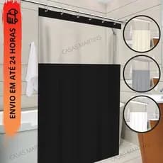 Cortina Box com Visor Transparente Em PVC Para Banheiro Anti Mofo Com Ganchos Varias Cores