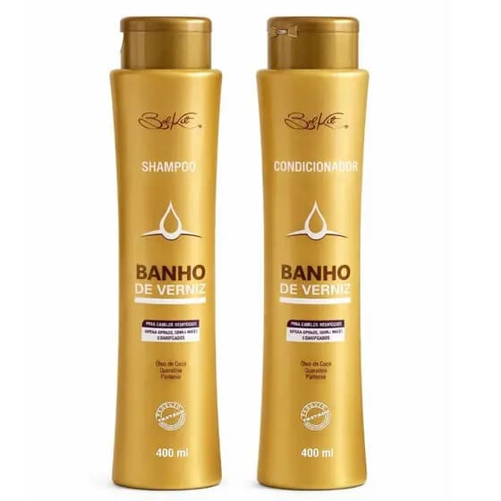 Kit Capilar Banho de Verniz Shampoo + Condicionador  400 ml - Brilho Espelhado e Maciez - Uso Diário