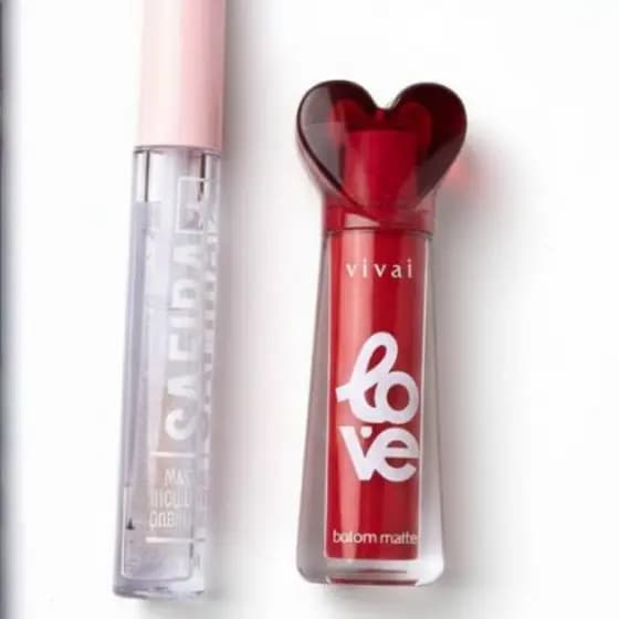 Kit Maquiagem Rímel Transparente + Batom Matte Vermelho Lábios e Olhar Sedutor