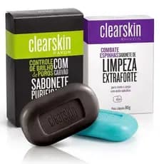 Kit Sabonete em Barra Facial Avon Clearskin 70g Limpeza Anti Acne Cravos Rosto e Corpo