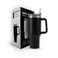 Copo Termico 1,2l Com Tampa E Canudo Cor: Preto