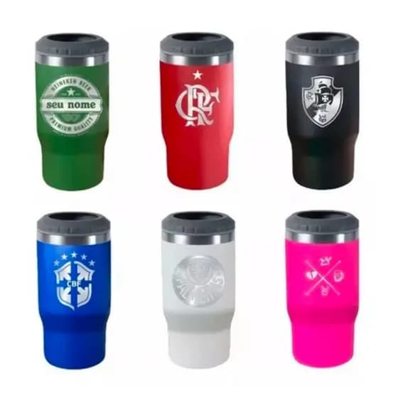 Copo Termico Longneck Lata PERSONALIZADO Seu Time Seu Nome Sua Marca Isolamento Inox