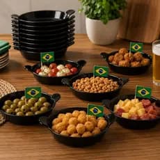 Kit 10 Petisqueiras Barquinha Canoa Preta Petiscos Churrasco Festa Frios Para Servir Amendoim Caldo
