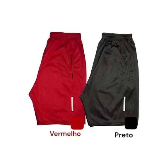 W-Kit 2 Shorts Bermuda Dry Fit Esportiva Treino Com Ziper no Bolso - Simbolo Refletivo
