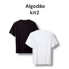 KIT 2 Camisa Algodão Camiseta Masculina Lisa Blusa Básica Casual