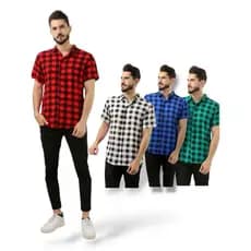Camisa Social Estampada xadrez Masculina manga curta festa junina