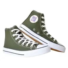 Tênis Feminino E Masculino Verde Militar Cano Alto Rock Star Tradicional Tecido Premium Confortável