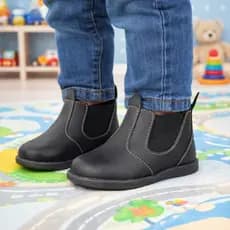 Bota Botina Botinha Infantil Jequinha Menino Masculina Festa Junina Rodeio Country Sítio Preta