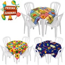 Kit 4 a 12 Toalhas de Mesa Festa Junina Festa Caipira Arraia TNT Estampado 70x70 Cm