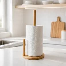 Suporte Porta Papel Toalha Bambu Organizador Cozinha Porta Rolo Papel Toalha Bambu Natural