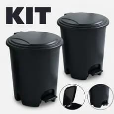 Kit 2 Lixeira Banheiro Pedal 7 Litros Plástico Escritório Lixeira Banheiro Escritório Cozinha