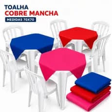 Kit 5 a 25 Toalhas de Mesa Cobre Manchas Quadrada 70x70cm Aniversário Festas Cores